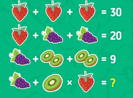 A math game with fruits and berries

Description automatically generated