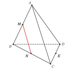 Cho hình tứ diện ABCD như hình vẽ. (ảnh 2)