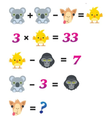 A math game with cartoon animals

Description automatically generated