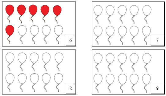 Tô màu vào quả bóng bay (theo mẫu). (ảnh 1)