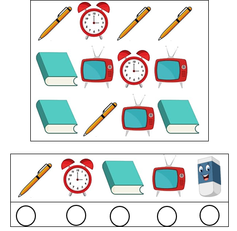 Em hãy đếm số lượng các đồ vật và điền số phù hợp vào vòng tròn bên dưới. (ảnh 1)