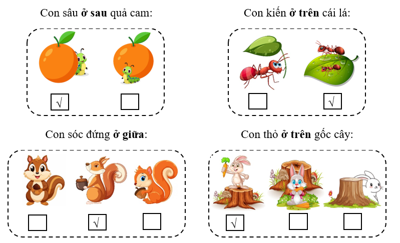 Đếm và điền √ vào ô trống:  (ảnh 2)