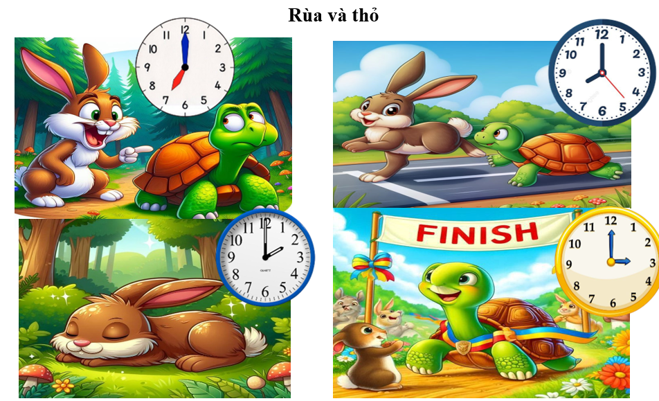 Quan sát tranh, viết tiếp vào chỗ trống cho thích hợp. Rùa và thỏ (ảnh 3)