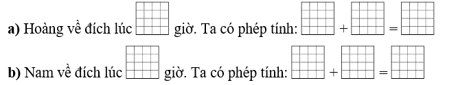 Điền số thíchhợp vào chỗ trống: Hoàng và Nam cùng thi chạy. Cuộc thi bắt đầu từ lúc 8 giờ.  (ảnh 1)