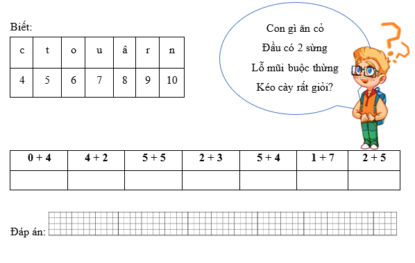 Em hãy giải ô chữ bằng cách thực hiện các phép tính tương ứng để tìm ra loài hoa mà bạn Nam nhắc đến. (ảnh 1)
