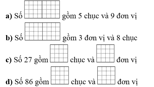 Số? a) Số ... gồm 5 chục và 9 đơn vị (ảnh 1)
