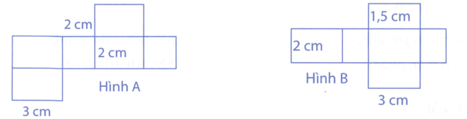 Tính diện tích xung quanh và diện tích toàn phần của hình khối được gấp từ những hình sau rồi ghi kết quả vào chỗ chấm: (ảnh 1)