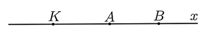 Cho điểm \(B\) thuộc tia \(Ax.\) Lấy điểm \(K\) thuộc tia đối của tia \(Ax.\)  Khi đó: (ảnh 1)