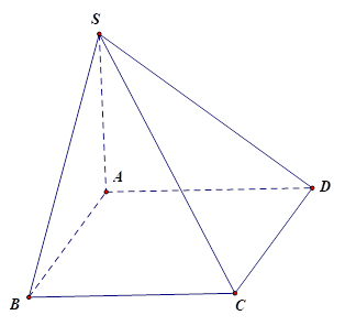 Cho hình chóp S.ABCD có đáy là hình vuông , SA vuông góc với đáy. Khoảng cách từ S đến mặt phẳng (ABCD) là (ảnh 1)