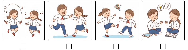 a) Đánh dấu ☑ vào những hoạt động em thường làm vào giờ ra chơi. (ảnh 1)