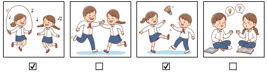 a) Đánh dấu ☑ vào những hoạt động em thường làm vào giờ ra chơi. (ảnh 2)