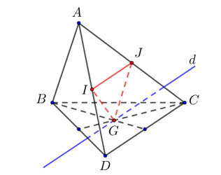 Cho tứ diệnABCD. I và J theo thứ tự là trung điểm của AD và AC (ảnh 1)