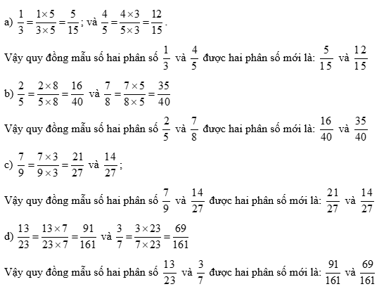 Quy đồng mẫu số các phân số: (ảnh 2)