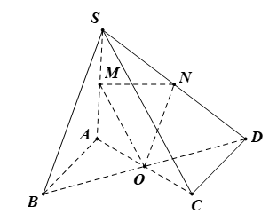 Cho hình chóp S.ABCD đáy là hình bình hành tâm O (ảnh 1)