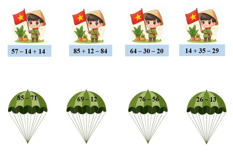 Nối các phép tính có kết quả bằng nhau. (ảnh 1)