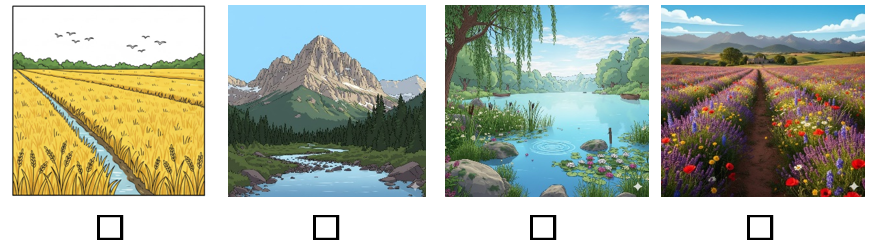 b) Đánh dấu ☑ vào hình ảnh có cảnh vật ở quê hương em. (ảnh 1)