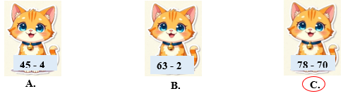 b. Khoanh vào chữ cái trước phép tính có kết quả là số bé nhất: (ảnh 1)