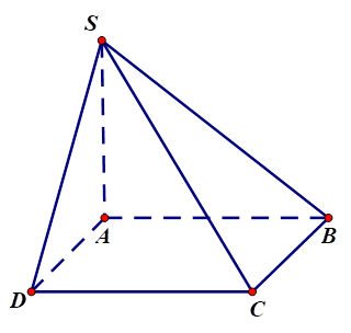 Cho khối chóp S.ABCD có đáy là hình vuông cạnh a, cạnh bên SA vuông góc với mặt phẳng đáy ( hình vẽ ). Góc giữa đường thẳng SB và mặt phẳng (ABCD) là (ảnh 1)