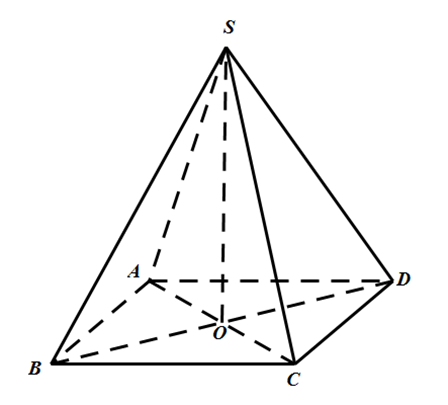 Cho khối chóp tứ giác đều S.ABCD có cạnh đáy bằng can bậc hai 2 a và tam giác SAC đều. Thể tích của khối chóp đã cho bằng (ảnh 1)