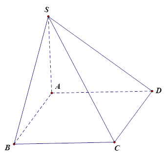 Cho hình chóp S.ABCD có đáy ABCD là hình chữ nhật, SA vuông góc (ABCD),AB = a và SB = căn bậc hai 2 a. Khoảng cách từ điểm S đến mặt phẳng (ABCD) bằng  (ảnh 1)