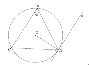 Cho tam giác \(BCD\) nội tiếp đường tròn tâm \(O\) và (ảnh 1)