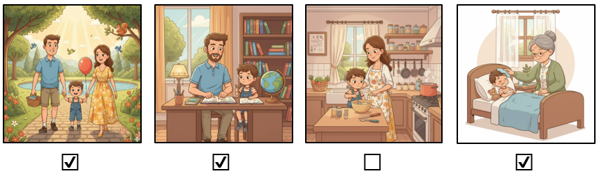 a) Đánh dấu ☑ vào những việc người thân đã làm cho em. (ảnh 2)