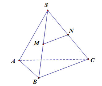 Cho hình chóp S.ABC Gọi M,\,N lần lượt là trung điểm của các cạnh SB,SC (ảnh 1)