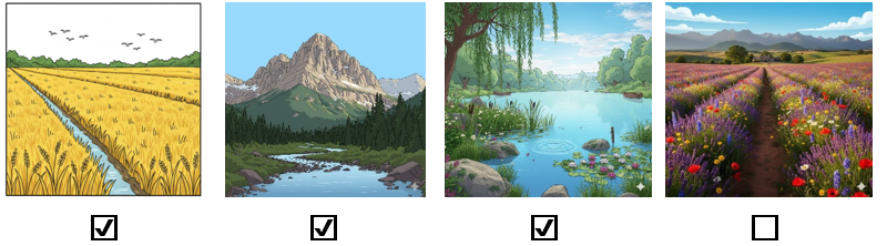 b) Đánh dấu ☑ vào hình ảnh có cảnh vật ở quê hương em. (ảnh 2)