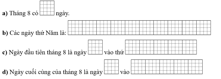 Hoàn thành tờ lịch rồi điền vào ô trống cho thích hợp. (ảnh 2)