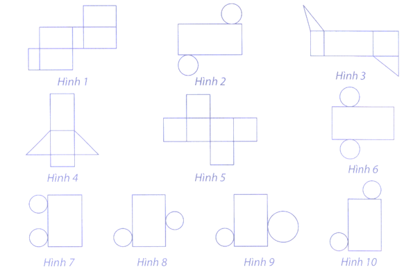 Trong các hình sau, hình nào có thể gấp lại thành hình trụ? (ảnh 1)