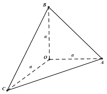 Cho ba tia Ox, Oy, Oz vuông góc nhau từng đôi một. Trên Ox, Oy, Oz lần lượt lấy các điểmA, B, C sao choOA = OB = OC = a. Các mệnh đề sau đúng hay sai? (ảnh 1)