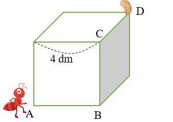 Con kiến bò từ đỉnh A qua các đỉnh B, C của chiếc hộp dạng hình lập phương (ảnh 1)