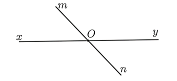 Cho hai đường thẳng \(xy\) và \(mn\) cắt nhau tại \(O.\) Có tất cả bao nhiêu góc bẹt được tạo thành? (ảnh 1)
