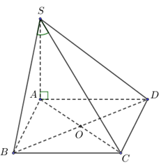 Cho hình chóp S.ABCD có đáy là hình vuông cạnh a. SA vuông góc với mặt phẳng (ABCD}) và SA = a căn bậc hai 6 (hình vẽ). Gọi alpha là góc giữa đường thẳng SB và mặt phẳng (SAC). Tính sin alpha ta được kết quả là: (ảnh 1)