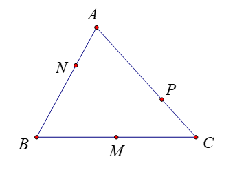 Cho tam giác ABC\) có \(M\) là trung điểm cạnh \(BC\), trên cạnh \(AB\) lấy điểm \(N\) sao cho (ảnh 1)