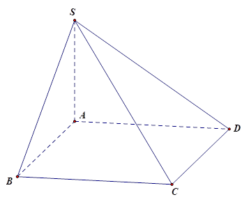 Cho hình chóp S.ABCD có ABCD là hình chữ nhật và SA vuông góc (ABCD). Mệnh đề nào dưới đây đúng ?  (ảnh 1)