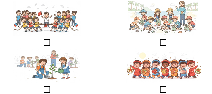 a) Đánh dấu ☑ vào những sự việc em đã được chứng kiến hoặc tham gia. (ảnh 1)