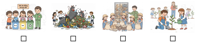 a) Đánh dấu ☑ vào những việc làm góp phần bảo vệ môi trường. (ảnh 1)