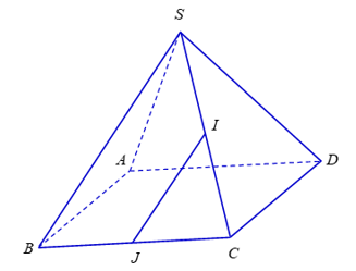 Cho hình chóp S.ABCD có đáy là hình bình hành. Gọi Ivà J lần lượt là trung điểm của SC và BC (ảnh 1)