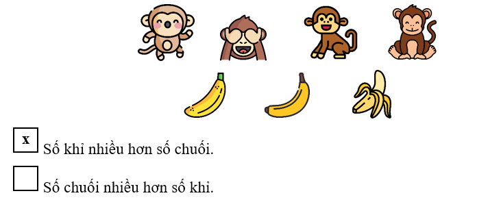 Điền chữ x vào ô trống trước câu trả lời đúng. (ảnh 2)