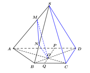 Cho hình chóp S.ABCD có đáy là hình thang, đáy lớn AD gấp đôi đáy bé BC (ảnh 1)