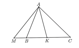 Cho ba điểm (A,B,C) không thẳng hàng. Lấy điểm \(K\) thuộc đoạn thẳng (ảnh 1)