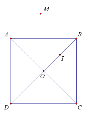Cho hình vuông \(ABCD\) có tâm \(O\)(\(O\) là giao điểm của hai đường chéo), cạnh hình vuông bằng (ảnh 1)