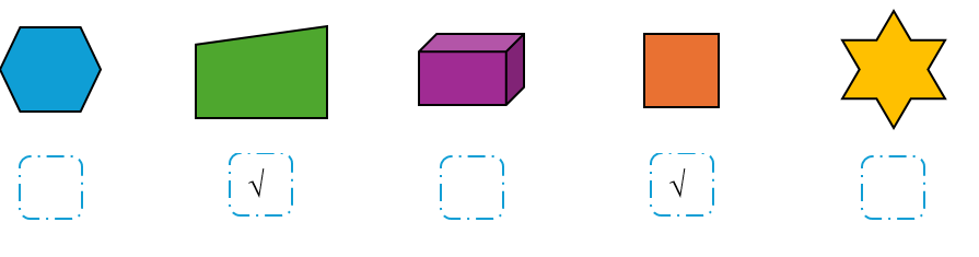 Đánh dấu √ vào ô trống dưới mỗi hình tứ giác: (ảnh 2)