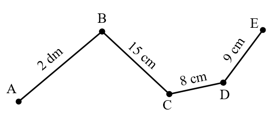 Tính độ dài đường gấp khúc ABCDE. (ảnh 1)