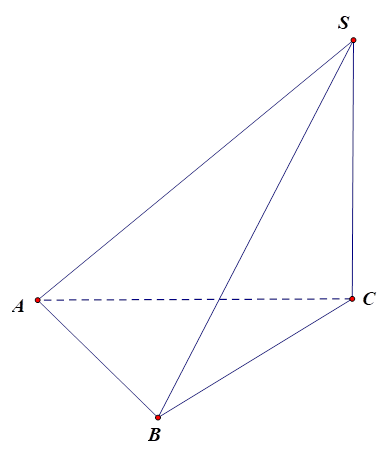 Cho hình chóp  S. ABCD có SC vuông góc với (ABC) . Góc giữa SA với  (ABC) là góc giữa: (ảnh 1)