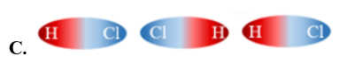 Sơ đồ nào sau đây biểu diễn tương tác van der Waals giữa các phân tử HCl? (ảnh 4)