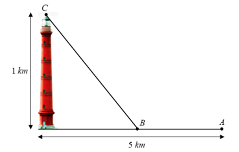 Hỏi tổng chiều dài (km) dây điện đã kéo từ A đến C là bao nhiêu biết tổng chi phí tiền công kéo dây điện là 13 triệu đồng? (ảnh 1)