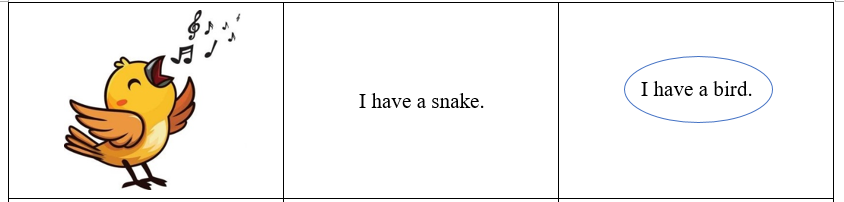 Look, read and circle. There is one example. (ảnh 2)