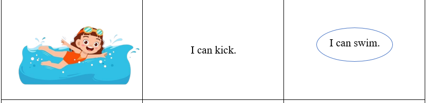 Look, read and circle. There is one example. (ảnh 2)